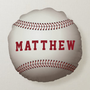 Baseball-Sportdesign mit personalisiertem Namensdr Rundes Kissen