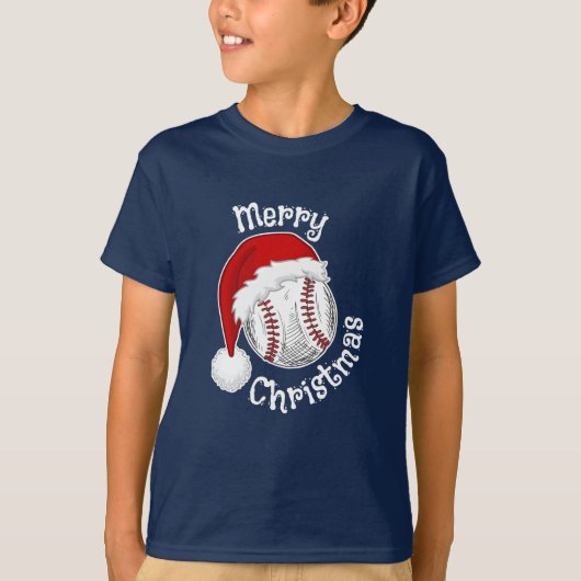 Baseball Sportfans Weihnachtsmannmütze Weihnachten T-Shirt (Vorderseite)