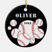 Baseball Sportkids Weihnachten halten Keramik Ornament (Vorne)