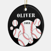 Baseball Sportkids Weihnachten halten Keramik Ornament (Links)