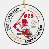 Baseball-Sportmannschaft Junge-Athlet maßgeschneid Keramik Ornament (Hinten)