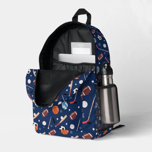 Baseball-Sportmuster Bedruckter Rucksack (Rückseitige Ecke links (Offen) )