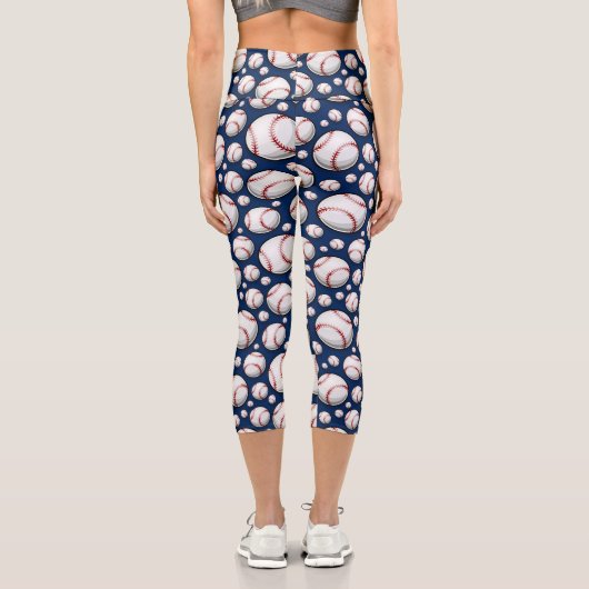 Baseball-Sportmuster Capri Leggings (Rückseite)