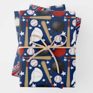Baseball-Sportmuster Geschenkpapier Set