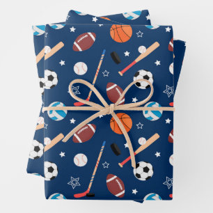 Baseball-Sportmuster Geschenkpapier Set