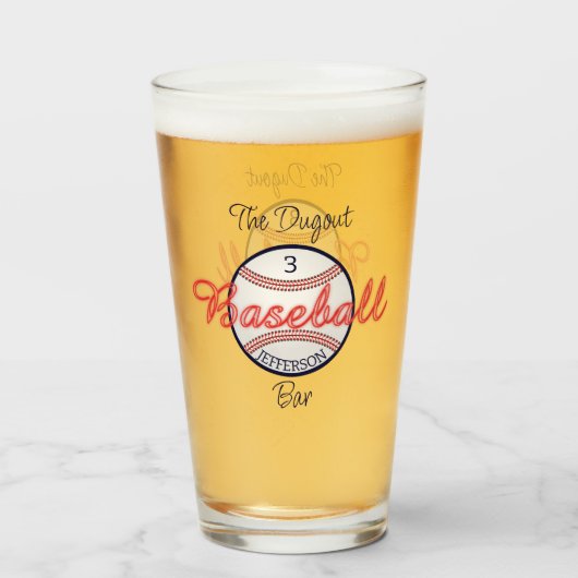 Baseball Sports Beer Soda Glass Trinkbehälter Glas (Vorne (Gefüllt))