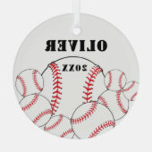 Baseball Sports Kids Keepsake Christmas Ornament Aus Glas (Rückseite)