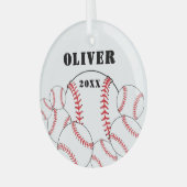 Baseball Sports Kids Keepsake Christmas Ornament Aus Glas (Vorderseite links)