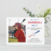 Baseball Sports Kindergeburtstag Foto Einladung (Stehend Vorderseite)