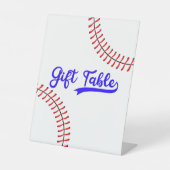 Baseball Sports Red Blue Party Gift Table Sockelschild (Vorderseite)