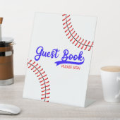 Baseball Sports Red Blue Party Guest Book Sockelschild (In SItu)
