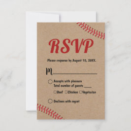 Baseball Sports Rustic Kraft Wedding RSVP Reaktion