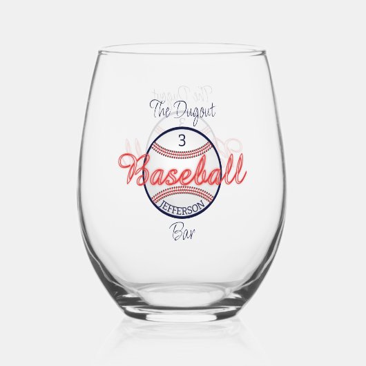 Baseball Sports Stemless Wine Glass Trinkbehälter Weinglas Ohne Stiel (Vorderseite)