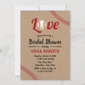 Baseball Sports Wedding Rustic Kraft Brautparty Einladung (Vorderseite)