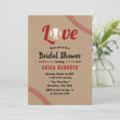 Baseball Sports Wedding Rustic Kraft Brautparty Einladung (Stehend Vorderseite)