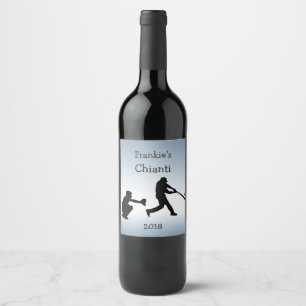 Baseball Sports Wine Blue Label Weinetikett
