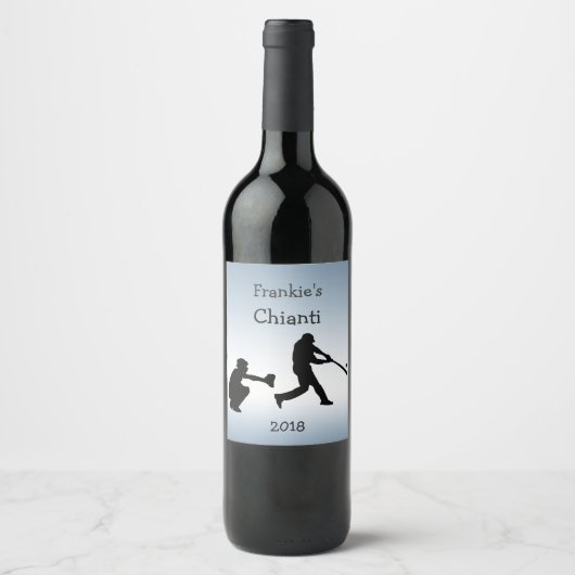 Baseball Sports Wine Blue Label Weinetikett (Vorderseite)