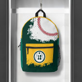 Baseball Sportteam Spieler Jersey Nummer Grün Bedruckter Rucksack