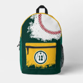 Baseball Sportteam Spieler Jersey Nummer Grün Bedruckter Rucksack (Vorderseite)