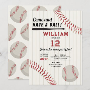 Baseball Sportthema Geburtstagsparty Einladung