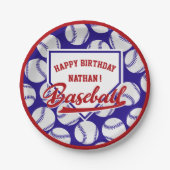 Baseball Sportthema Name Party Papierplatte Pappteller (Vorderseite)