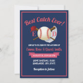 Baseball Sportthema Navy Blue Wedding Einladung (Vorderseite)