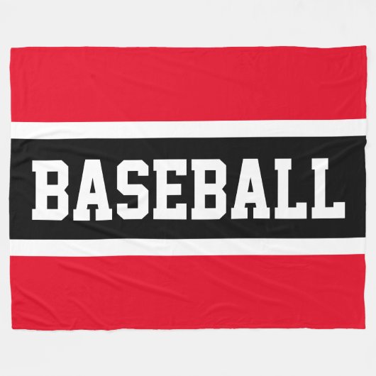 BASEBALL Sporty Bright Red Schwarz-weiß Stripes Fleecedecke (Vorderseite (Horizontal))