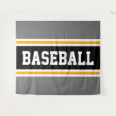 BASEBALL Sporty Gray Black Yellow Racing Streifen Wandteppich (Vorderseite (Horizontal))