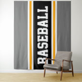 BASEBALL Sporty Gray Black Yellow Racing Streifen Wandteppich (Beispiel)