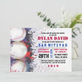 BASEBALL Spritzer Bar Bat Mitzvah Einladung (Stehend Vorderseite)