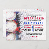 BASEBALL Spritzer Bar Bat Mitzvah Einladung (Vorne/Hinten)
