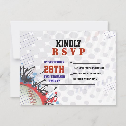 Baseball-Spritzer Bar Mitzvah Replik-Karte RSVP Karte (Vorderseite)
