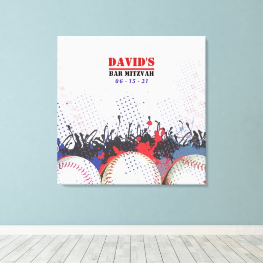 BASEBALL SPRITZER Bar Mitzvah Sign-In Memory-Board Leinwanddruck (Insitu (Holzboden))