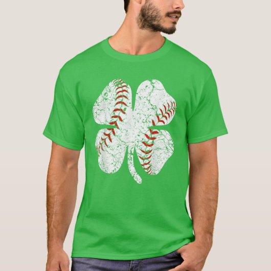 Baseball St Patricks Day Boys Men Catcher Kleeblat T-Shirt (Vorderseite)