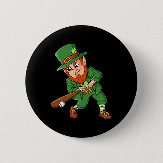 Baseball St Patricks Day Leprechaun Hitter Batter Button (Vorderseite)