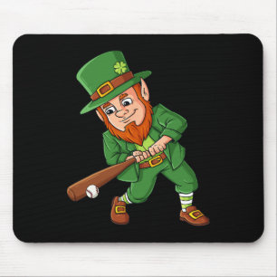 Baseball St Patricks Day Leprechaun Hitter Batter Mousepad