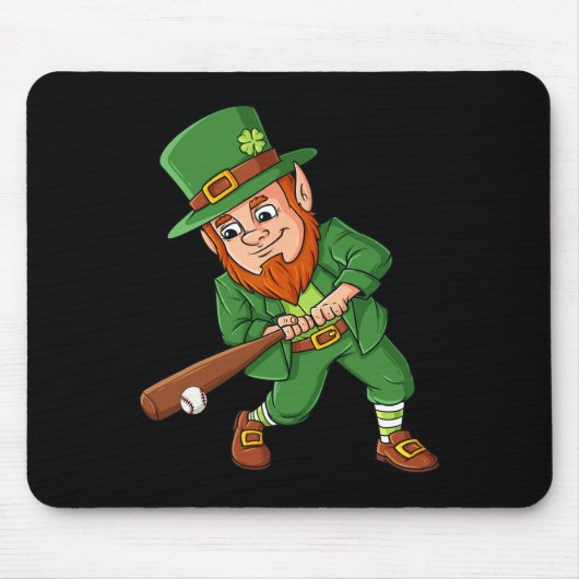 Baseball St Patricks Day Leprechaun Hitter Batter Mousepad (Vorne)
