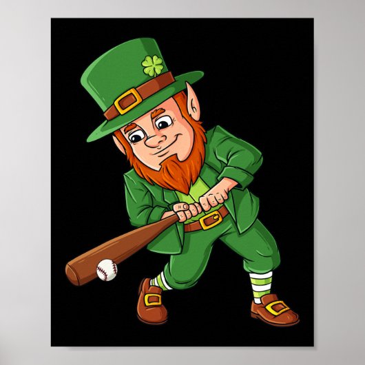 Baseball St Patricks Day Leprechaun Hitter Batter Poster (Vorne)