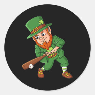 Baseball St Patricks Day Leprechaun Hitter Batter Runder Aufkleber