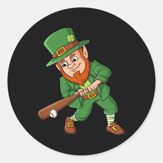 Baseball St Patricks Day Leprechaun Hitter Batter Runder Aufkleber (Vorderseite)