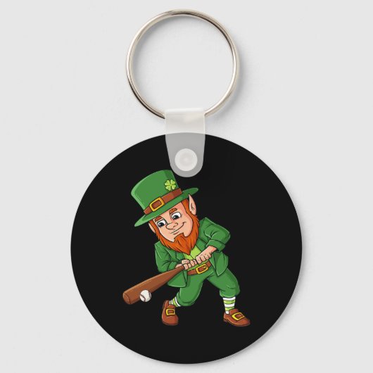 Baseball St Patricks Day Leprechaun Hitter Batter Schlüsselanhänger (Vorderseite)