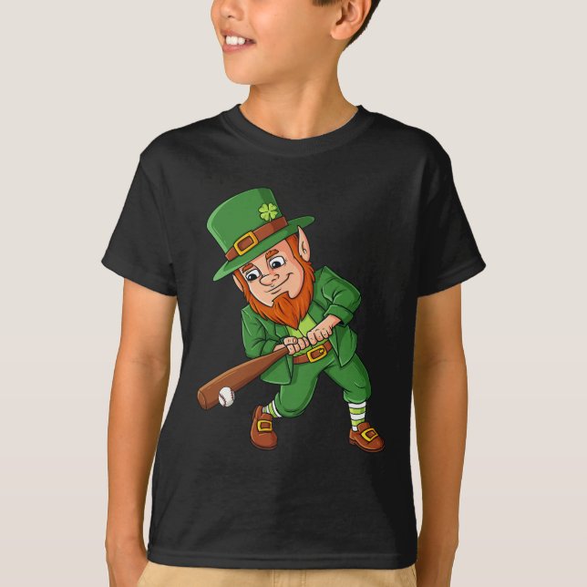 Baseball St Patricks Day Leprechaun Hitter Batter T-Shirt (Vorderseite)