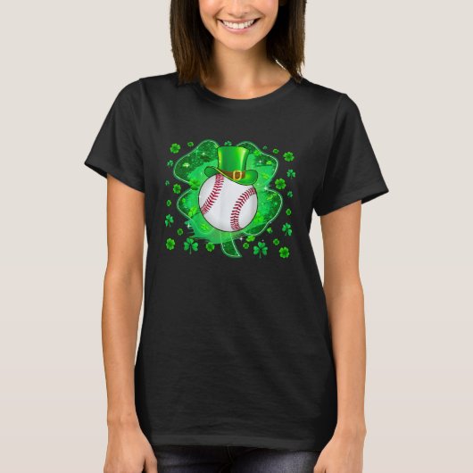 Baseball St Patricks Day Leprechaun Shamrock Boys  T-Shirt (Vorderseite)