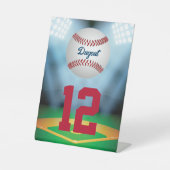 Baseball Stadium Bar Mitzvah Tischnummer Sockelschild (Vorderseite)