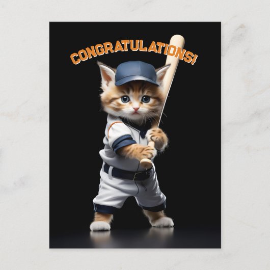 Baseball-Star-Kätzchen Postkarte (Vorderseite)