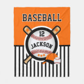 Baseball ⚾ Star - Orange und Schwarz Fleecedecke (Vorderseite)