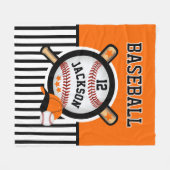 Baseball ⚾ Star - Orange und Schwarz Fleecedecke (Vorderseite (Horizontal))