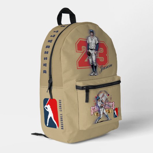 Baseball Stars & Stripes |  Bedruckter Rucksack (Rückseitige Ecke links)