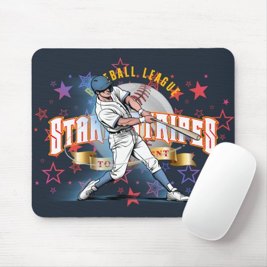 Baseball Stars & Stripes (Dunkelmodus) | Mousepad (Mit Mouse)
