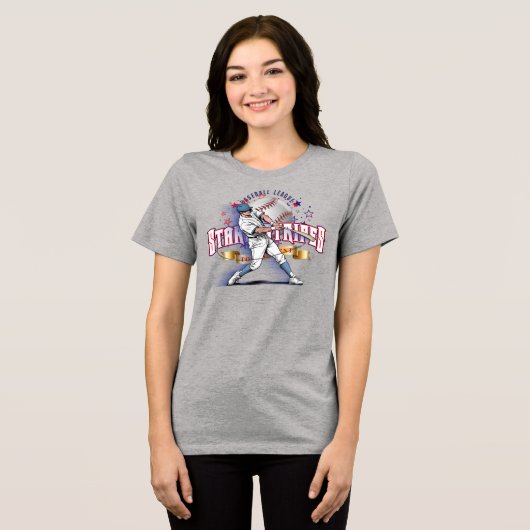 Baseball Stars & Stripes | Women Tri-Blend Shirt (Vorderseite voll)